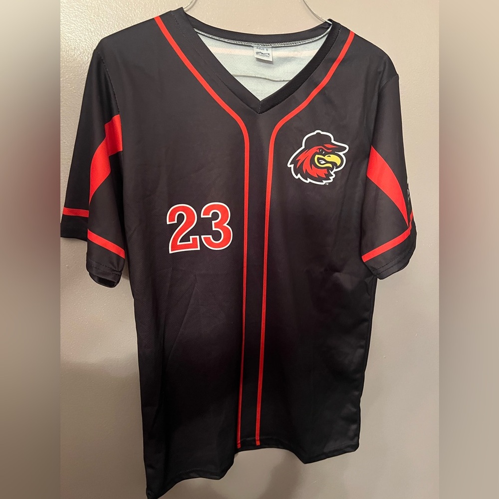 Rochester Red Wings International League Baseball Black and Red Sports Jersey